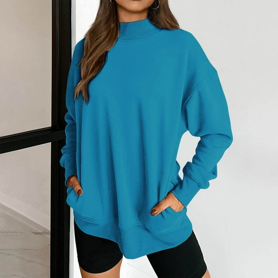 Xcmzpl Womens Sweatshirts Casual Solid Color Crewneck Sweatshirt Athletic Sweater Tops Work Long Sleeve T-shirts Early Fall Fashion
