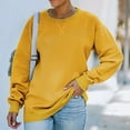 thumbnail image 1 of Xcmzpl Womens Sweatshirts Casual Solid Color Crewneck Sweatshirt Fashion Sweater Tops Comfort Long Sleeve T-shirts Early Fall Fashion, 1 of 4