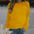 thumbnail image 1 of Xcmzpl Womens Sweatshirts Casual Solid Color Crewneck Sweatshirt Lightweight Pullover Tops Cotton Long Sleeve Shirts Fall Fashion, 1 of 4