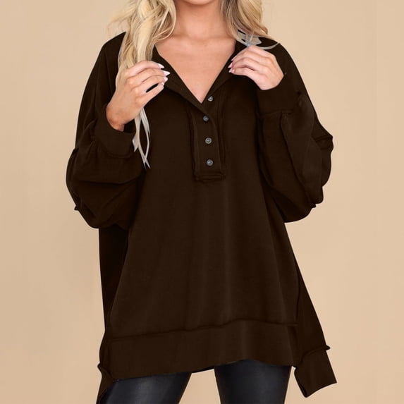 Xcmzpl Womens Sweatshirts Casual Solid Color Round Neck Sweatshirt Trendy Pullover Tops Tunic Long Sleeve T-shirts Fall Clothes