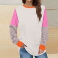 thumbnail image 1 of Xcmzpl Womens Sweatshirts Cute Color Block Round Neck Sweatshirt Fashion Sweater Tops Workout Long Sleeve Shirts Fall Clothes, 1 of 5