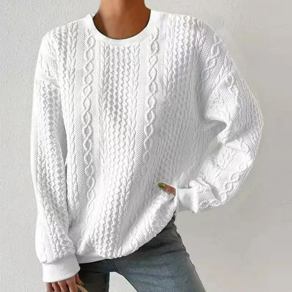 Xcmzpl Womens Sweatshirts Plus Size Solid Color Crewneck Sweatshirt Travel Pullover Tops Tunic Long Sleeve Shirts Fall Fashion