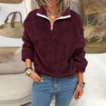 thumbnail image 1 of Xcmzpl Womens Zip Up Fleece Sweatshirts Loose Fit Solid Color Crewneck Sweatshirt Athletic Sweater Tops Dressy Casual Long Sleeve Blouses Winter Fashion, 1 of 8