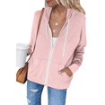thumbnail image 1 of Xcmzpl Womens Zip Up Fleece Hoodies Plus Size Solid Color Hooded Sweatshirt Travel Sweater Tops Work Long Sleeve Shirts Winter Fashion, 1 of 5