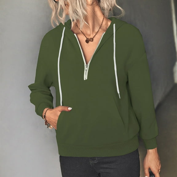 Xcmzpl Womens Zip Up Hoodies Plus Size Solid Color Hooded Sweatshirt Oversized Pullover Tops Dressy Casual Long Sleeve Blouses Winter Fashion