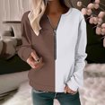 thumbnail image 1 of Xcmzpl Womens Zip Up Sweatshirts Casual Color Block Round Neck Sweatshirt Holiday Sweater Tops Tunic Long Sleeve Shirts Fall Clothes, 1 of 5