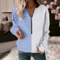 thumbnail image 1 of Xcmzpl Womens Zip Up Sweatshirts Casual Color Block Round Neck Sweatshirt Holiday Sweater Tops Tunic Long Sleeve Shirts Fall Clothes, 1 of 5