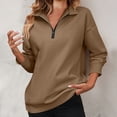 thumbnail image 1 of Xcmzpl Zip Up Hoodies for Women Loose Fit Solid Color Hooded Sweatshirt Athletic Pullover Tops Workout Long Sleeve T-shirts Winter Fashion, 1 of 3