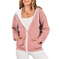 thumbnail image 1 of Xcmzpl Zip Up Hoodies for Women Plus Size Solid Color Hooded Sweatshirt Lightweight Sweater Tops Workout Long Sleeve Shirts Fall Fashion, 1 of 7