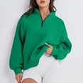 thumbnail image 1 of Xcmzpl Zip Up Sweatshirts for Women Loose Fit Solid Color Crewneck Sweatshirt Lightweight Sweater Tops Soft Long Sleeve Blouses Winter Fashion, 1 of 7