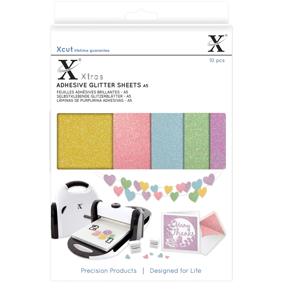 Xcut Xtra A5 Adhesive Glitter Sheets, 10pk