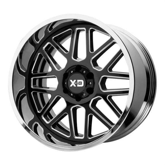 Xd Xd201 Grenade 22X12 5X139.7 -44Et 125.5Cb Gloss Black Milled Center Chrome Lip Wheel