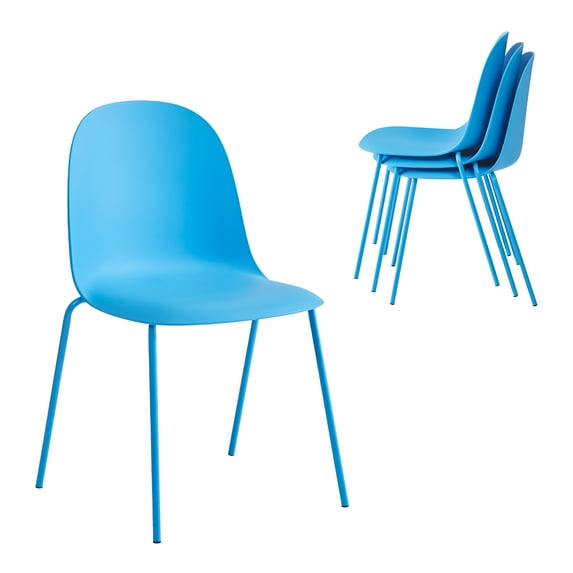 Xdeco Dining Chairs 4-Pack with 280lbs Capacity, Stackable Heavy-Duty Chair for Indoor/Outdoor, Blue