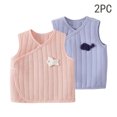 thumbnail image 1 of Xdegoge 2-Pack Baby Girls Boys Soft Padded Vests Sleeveless Side Snap Layering Gilets Cute Applique Kimono Tops Loungewear, 6-9M, 1 of 5