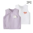 thumbnail image 1 of Xdegoge 2-Pack Baby Side Snap Sleeveless Vests V-Neck Quilted Cotton Waistcoats Warm Winter Layering Tops with Cute Embroidery, 9-12M, 1 of 6