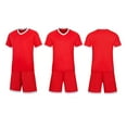 thumbnail image 1 of Xdegoge 2 Piece Kids Athletic Soccer Uniform V-Neck Short Sleeve Sport Tees Quick-Dry Workout Shorts Set Team Training Activity Wear, 4T-13Y, 1 of 5