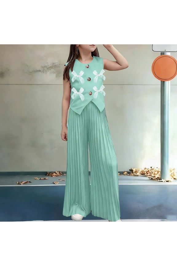 2 Piece Outfits for Girls Long Sleeve Lapel Shirt and High Waisted Suspender Dress Cute School Uniform Outfits Casual Preppy Style Sets Size 5-14