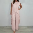 thumbnail image 1 of Xdegoge 2 Piece Sets for Women Going Out Outfits Fashion Plus Size Pleated Sleeveless Flowy Long Tops Elastic Waist Wide Leg Pants Set Matching Casual Loungewear Clothes Reorder Items Bought By Me, 1 of 8