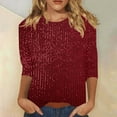 thumbnail image 1 of Xdegoge 3/4 Sleeve Sequin Tops for Women Sparkle Glitter Dressy Casual Blouses Club Party Night Going Out Top Trendy Tunic Tshirts New Years Eve Outfits, 1 of 6