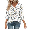 thumbnail image 1 of Xdegoge 3/4 Sleeve T Shirts for Women Trendy V Neck Dressy Casual Shirts Womens Summer Tops going Out Beach Tee Shirt Multicolor L Clearance Womens Clothing ofertas Del Dia De Hoy Relampago, 1 of 5