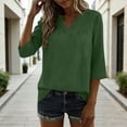 thumbnail image 1 of Xdegoge 3/4 Sleeve Tunic Tops for Women Cotton Linen Split V Neck Blouses Pleated Flowy Lightweight Breathable Casual Summer Daily Shirts Loose Fit Tops to Wear with Leggings, 1 of 5