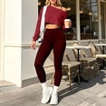 thumbnail image 1 of Xdegoge 3 Piece Sets for Women Long Sleeve Off Shoulder Top ,Sports Bra and High Waisted Tummy Control Leggings Outfits Athletic Yoga Gym Tracksuits, 1 of 7
