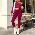 thumbnail image 1 of Xdegoge 3 Piece Sets for Women Long Sleeve Off Shoulder Top ,Sports Bra and High Waisted Tummy Control Leggings Outfits Athletic Yoga Gym Tracksuits, 1 of 7