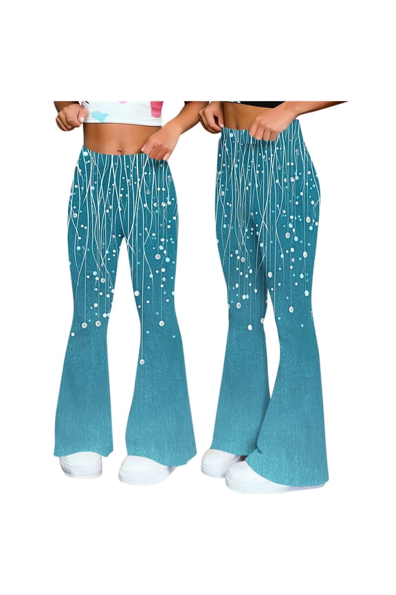 3D Floral Print Flare Pants for Women Casual High Waisted Stretchy Wide Leg Trousers Comfy Bell Bottoms for Lounge Yoga Daily Wear Fashion Leggings