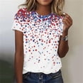 thumbnail image 1 of Xdegoge 4Th of July Patriotic T Shirt for Women USA American Flag Short Sleeve Crewneck Stars and Stripes Red Floral Summer Tops Independence Day Casual Loose Fit Tee, 1 of 5