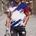 thumbnail image 1 of Xdegoge 4th of July Patriotic American Flag T Shirt for Men Short Sleeve Crewneck USA Graphic Tee Casual Loose Fit Summer Holiday Party Patriotic Fireworks Shirts Tops, 1 of 5