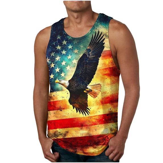 Xdegoge 4th of July Patriotic Tank Top for Men American Flag Graphic Sleeveless Shirt USA Distressed Muscle Fit Casual Summer Independence Day Gym Workout Tops Tees