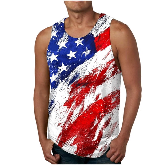 Xdegoge 4th of July Patriotic Tank Top for Men American Flag Graphic Sleeveless Shirt USA Distressed Muscle Fit Casual Summer Independence Day Gym Workout Tops Tees