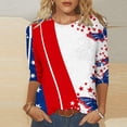 thumbnail image 1 of Xdegoge 4th of July Shirts Women 3/4 Sleeve Tops Patriotic American Flag Shirt Star Graphic Striped Blouse Usa T Shirt Independence Day Womens Summer Tops L Orders Placed By Me, 1 of 5