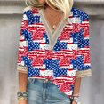 thumbnail image 1 of Xdegoge 4th of July Shirts Women 3/4 Sleeve Tops Patriotic American Flag Shirt Star Graphic Striped Blouse Usa T Shirt Independence Day Womens Summer Tops L My Orders, 1 of 5