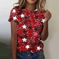 thumbnail image 1 of Xdegoge 4th Of July Tops for Women Patriotic Shirts American Flag Star Graphic Crewneck Short Sleeve Casual Loose Fit Lightweight Summer Independence Day Graphic Tees, 1 of 6