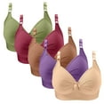 thumbnail image 1 of Xdegoge 5-Pack Comfort Lounge Bras for Women Wireless Ribbed V Neck Lightly Lined Bralette for Everyday Wear Seamless Plunge Push Up Sleeping Top with Cute Front Bow, 1 of 6
