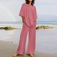 thumbnail image 1 of Xdegoge My Account History Purchased Online Two Piece Outfits Women 2 Piece Lounge Sets Short Sleeve Shirts Drawstring Wide Leg Pants Sets Matching Summer Casual Clothes Sweats Vacation Outfits, 1 of 5