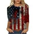 thumbnail image 1 of Xdegoge Add To My Order Today Fourth of July Shirts for Women Crewneck Womens 3/4 Sleeve Blouses USA Shirt Blue Graphic Tees Outfits Plus Size Summer Tops BlUSAs De Algodon, 1 of 5