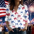 thumbnail image 1 of Xdegoge American Flag Button Down Shirts for Women 4th of July Long Sleeve V Neck Blouse Retro Stars and Stripes Patriotic Tops Casual Independence Day Clothes, 1 of 5