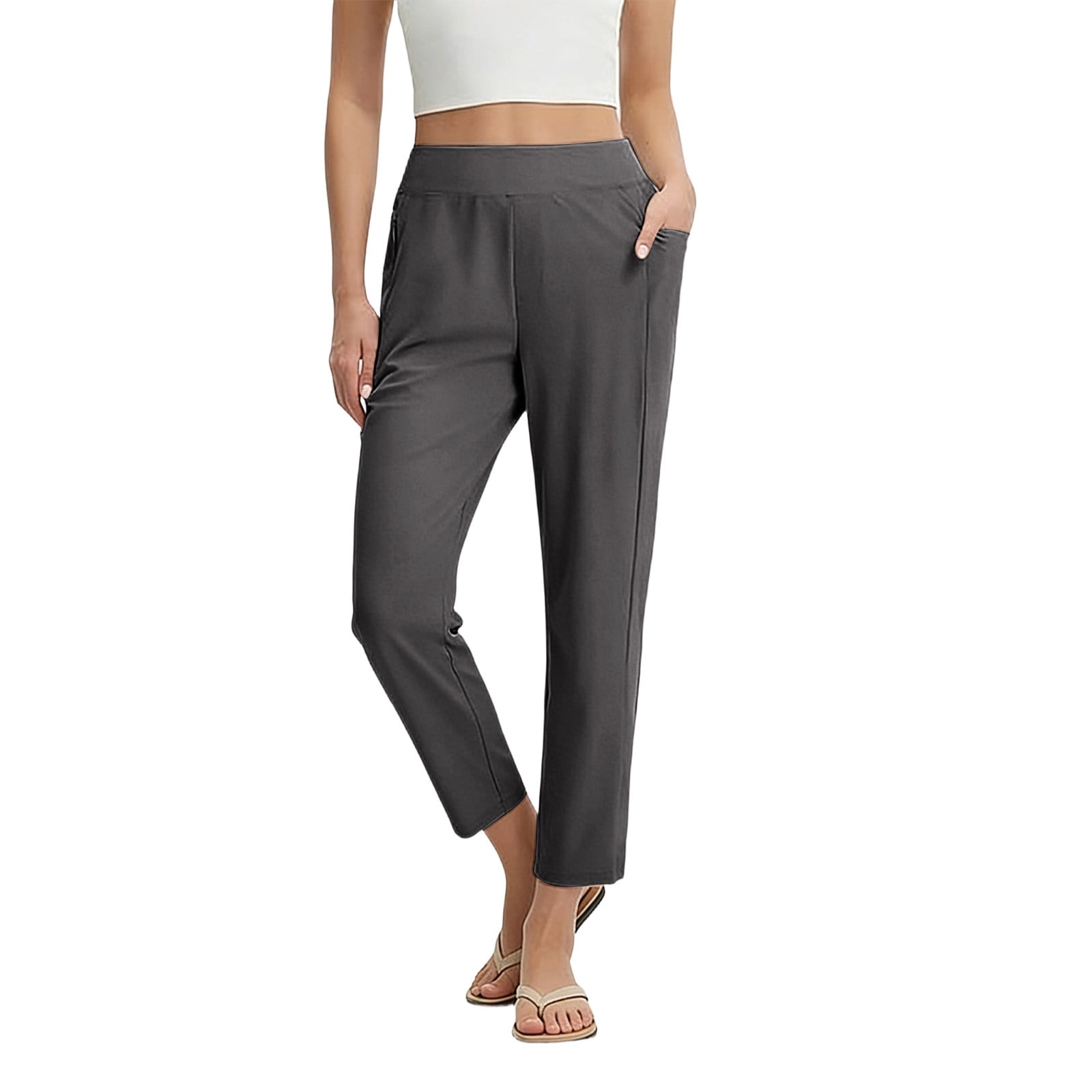 Xdegoge Ankle Pants for Women High Waisted Straight Leg Tapered ...
