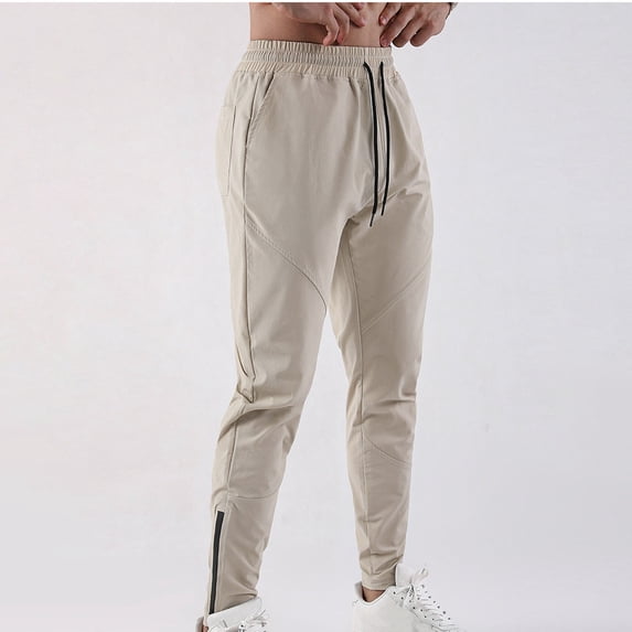 Xdegoge Athletic Joggers for Men Elastic Waist Drawstring Track Pants with Zipper Pockets and Ankle Zippers Quick-Dry Stretch Fabric Gym Running Workout Sweatpants