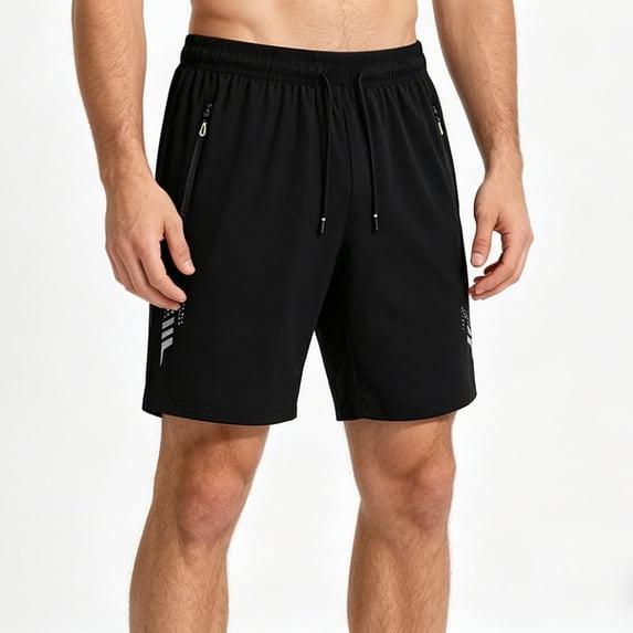 Xdegoge Athletic Running Shorts for Men Quick Dry Workout Gym Shorts with Zipper Pockets Elastic Waist Drawstring Breathable Activewear for Exercise Fitness Training