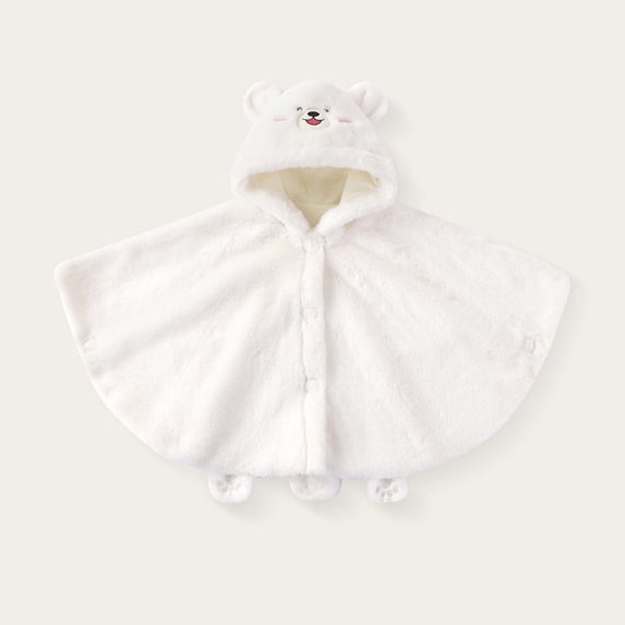 Xdegoge Baby Toddler Cute Bear Hooded Cape Fleece Plush Poncho Winter Warm Cloak Fuzzy Animal Outerwear Button Down Coat for Infant Boys Girls Daily Wear