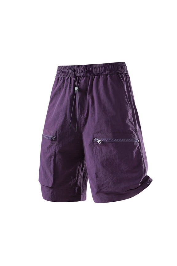 Baggy Parachute Shorts for Men Lightweight Crinkle Nylon Techwear Cargo Shorts Elastic Waist Toggle Drawstring Zipper Pockets Harajuku Casual Streetwear Summer