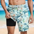 thumbnail image 1 of Xdegoge Bathing Suits for Men with Built-in Compression Liner Quick Dry Swim Shorts Boardshorts Drawstring Waist Anti-Chafing for Beach Pool Tropical Vacation Swimming, 1 of 6
