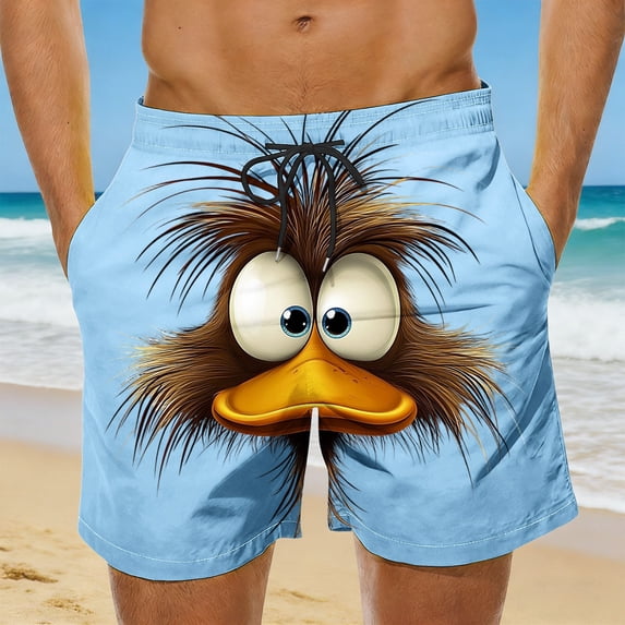 Xdegoge Bathing Suits for Men Funny Print Swim Trunks Quick Drying Board Shorts Novelty Beach Pants Graphic Swimwear with Mesh Liner Side Pockets for Surfing Pool Leisure