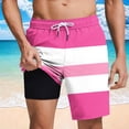 thumbnail image 1 of Xdegoge Bathing Suits for Men Quick Dry Swim Trunks with Compression Liner Striped Boardshorts Elastic Waist Drawstring Summer Beachwear for Vacation Surfing Water Sports, 1 of 6