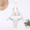 thumbnail image 1 of Xdegoge Bikini Sets for Women Halter Triangle Top Tie Side High Cut Two Piece Bathing Suits Crinkle Ribbed Metal Chain Link Details Flattering Pool Party, 1 of 7