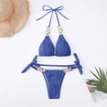 thumbnail image 1 of Xdegoge Bikini Sets for Women Halter Triangle Top Tie Side High Cut Two Piece Bathing Suits Crinkle Ribbed Metal Chain Link Details Flattering Pool Party, 1 of 7