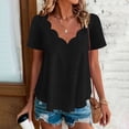 thumbnail image 1 of Xdegoge Blouse for Women Scalloped V Neck Short Sleeve Dressy Casual Loose Fit Eyelet Hollow Out Lightweight Flowy Summer Tops Going Out Party Fashion Style Wear, 1 of 7